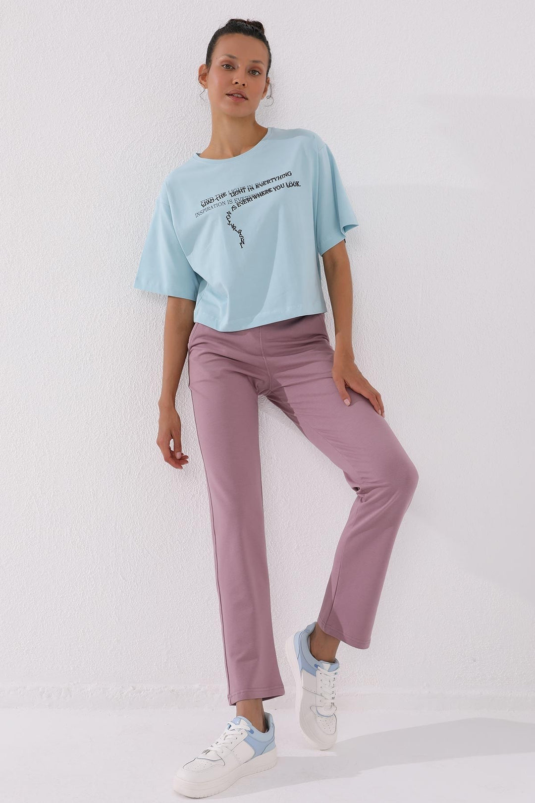 TMY Dried Rose High Waist Pocketed Comfort Fit Classic Leg Women's Sweatpants - 94584 - Moore