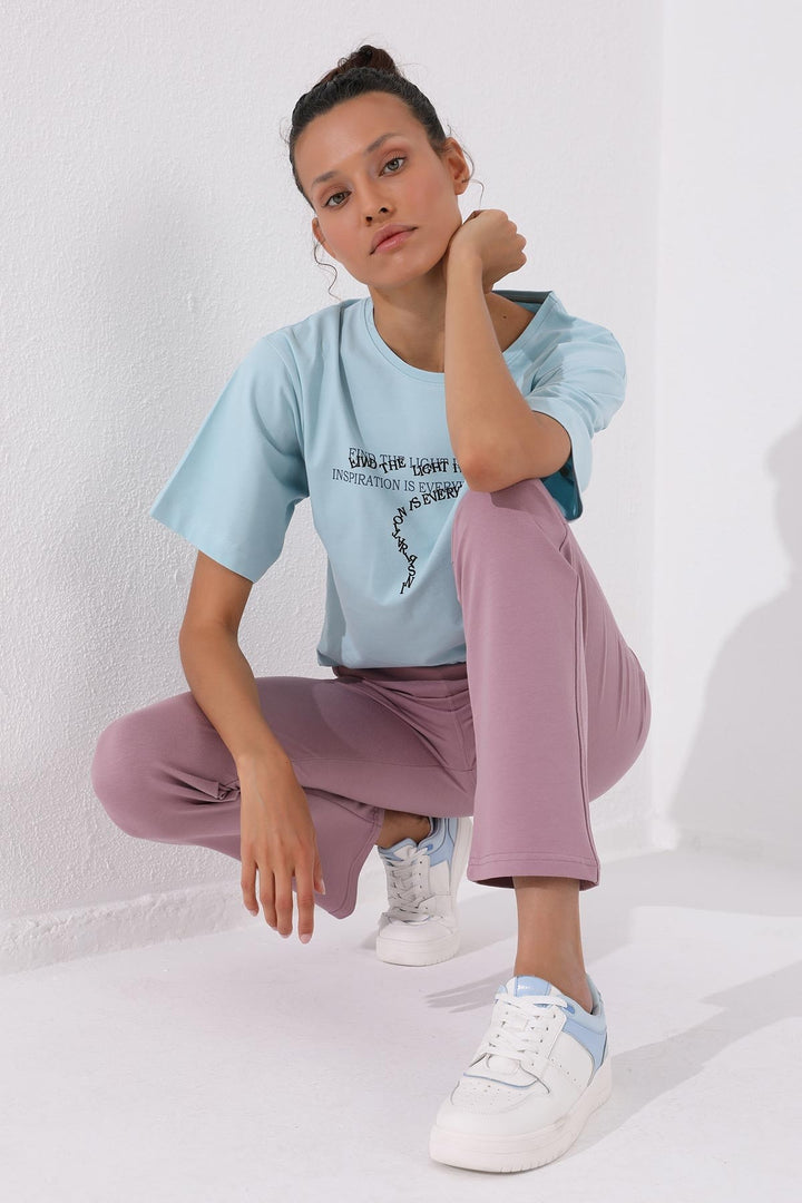 TMY Dried Rose High Waist Pocketed Comfort Fit Classic Leg Women's Sweatpants - 94584 - Moore