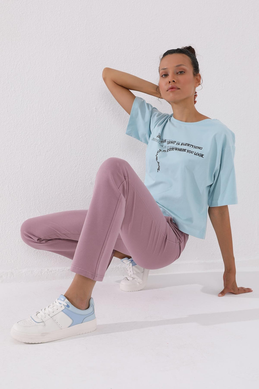 TMY Dried Rose High Waist Pocketed Comfort Fit Classic Leg Women's Sweatpants - 94584 - Moore