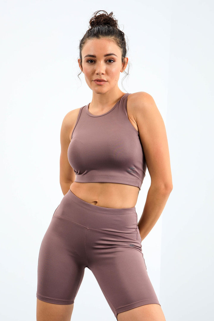 TMY Dried Rose High Waist Shaping Tight Fit Crop Biker Women's Leggings Set - 95302 - Dolores Hidalgo Cuna de la Independencia Nacional