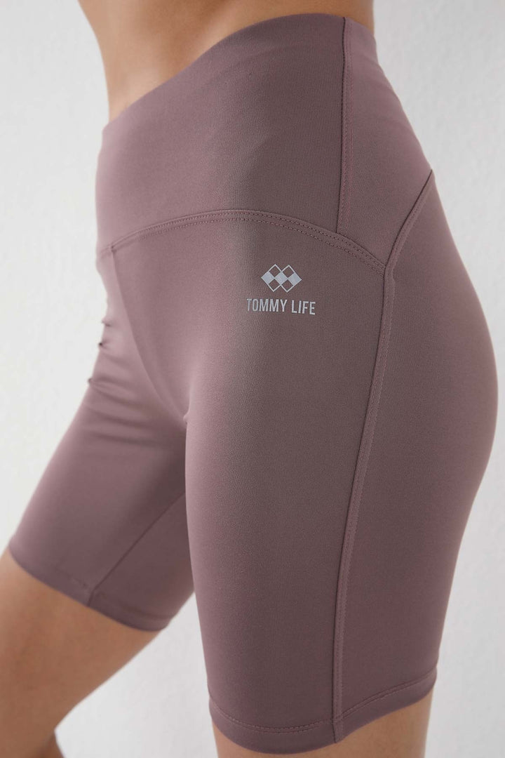 TMY Dried Rose High Waisted Shaping Short Biker Women's Leggings - 91007 - South Brunswick