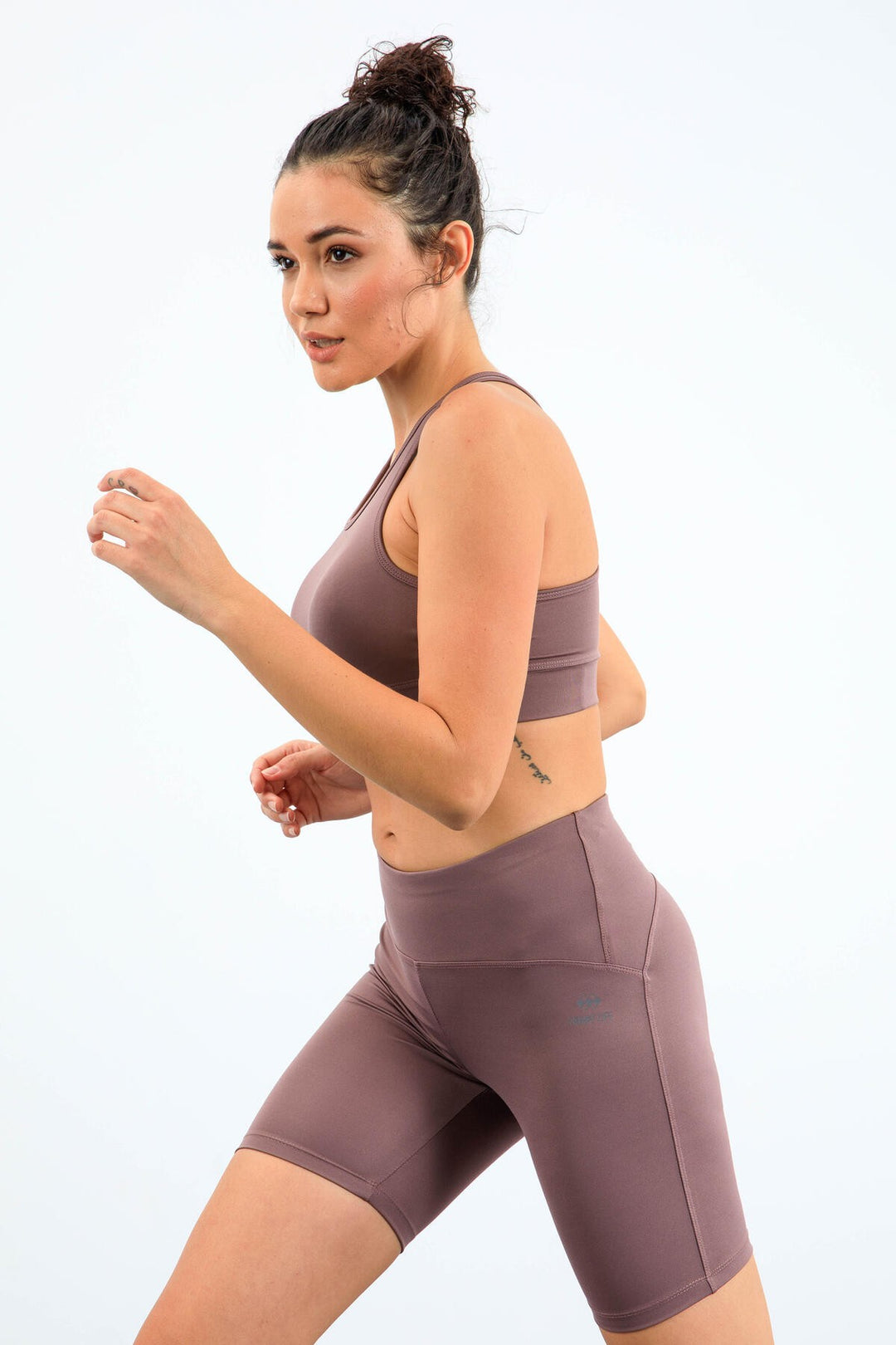 TMY Dried Rose High Waist Shaping Slim Fit Bustier Biker Women Leggings Set - 95303 - Irapuato