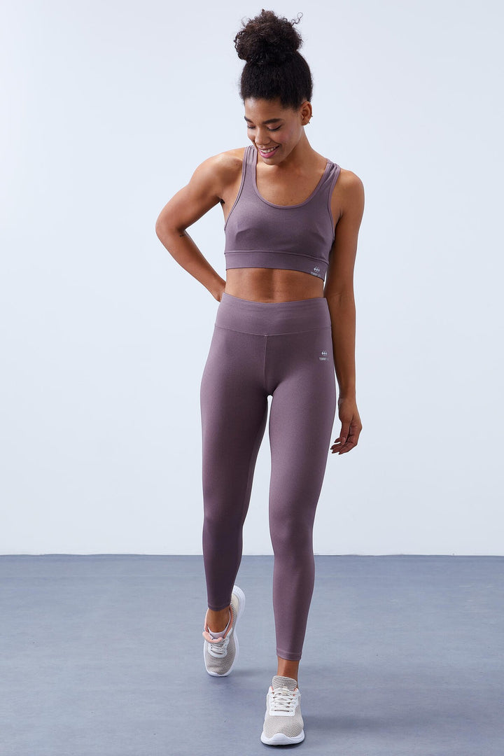 TMY Rose Dried High Waist Shaping Detailed Slim Fit Bustier Women's Leggings Set - 95281 - Temascalcingo