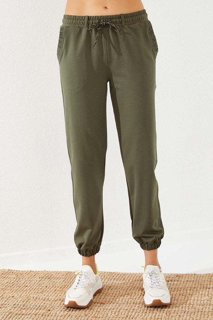 TMY Haki Drawstring Pocket Comfort Fit Elastic Cuff Women's Sweatpants - 94580 - Coventry