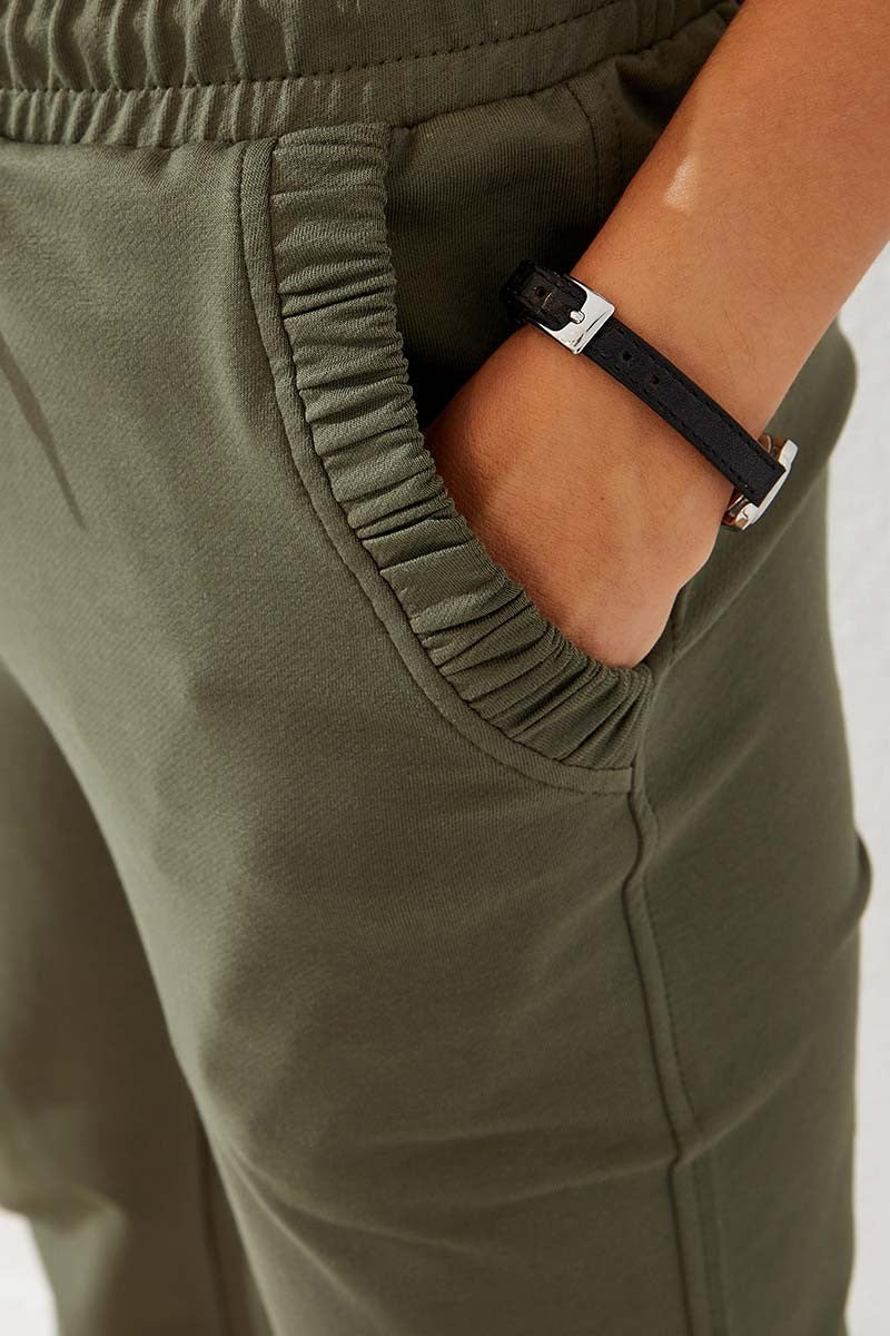 TMY Haki Drawstring Pocket Comfort Fit Elastic Cuff Women's Sweatpants - 94580 - Coventry