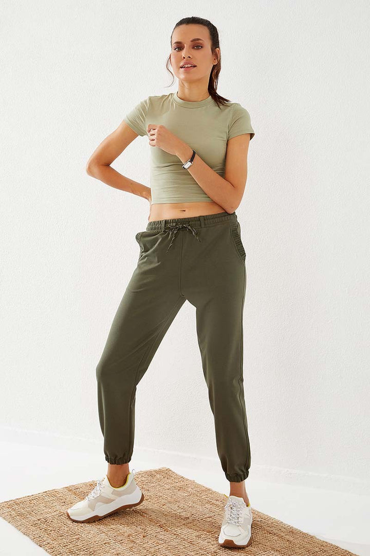 TMY Haki Drawstring Pocket Comfort Fit Elastic Cuff Women's Sweatpants - 94580 - Coventry
