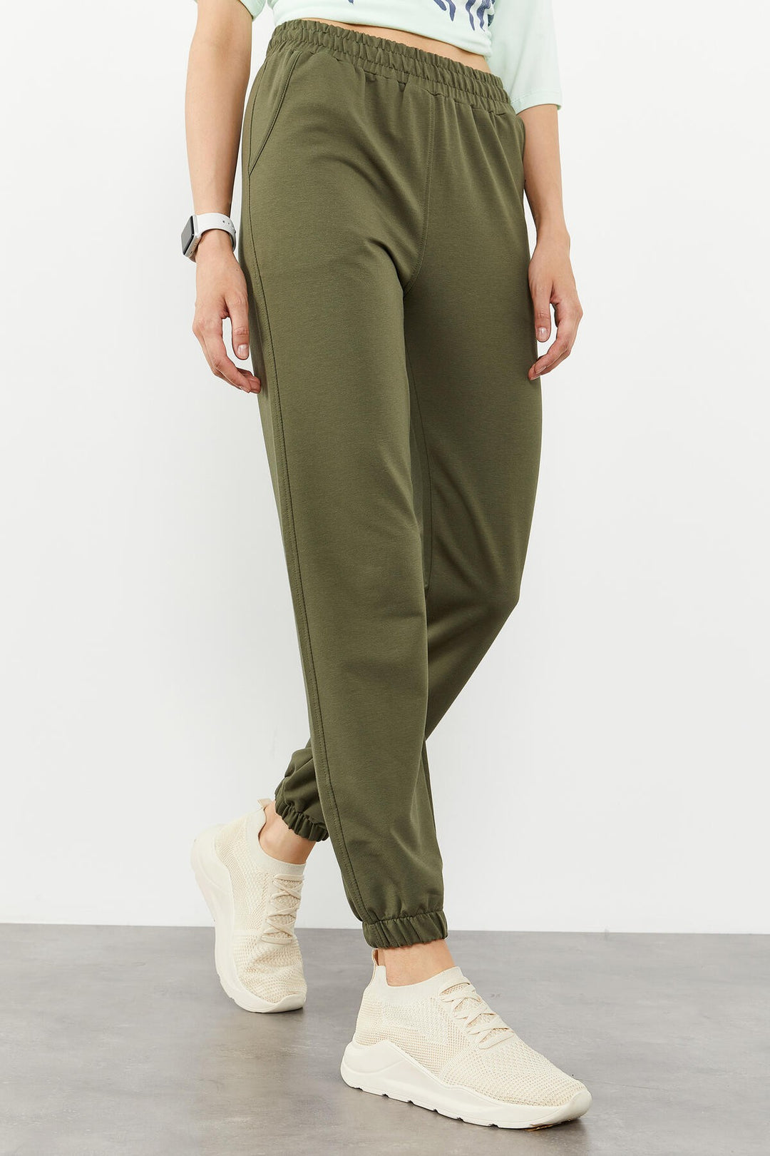 TMY High Waist Comfort Fit Elastic Cuff Women's Sweatpants with Pocket - 94583 - Grevenbroich