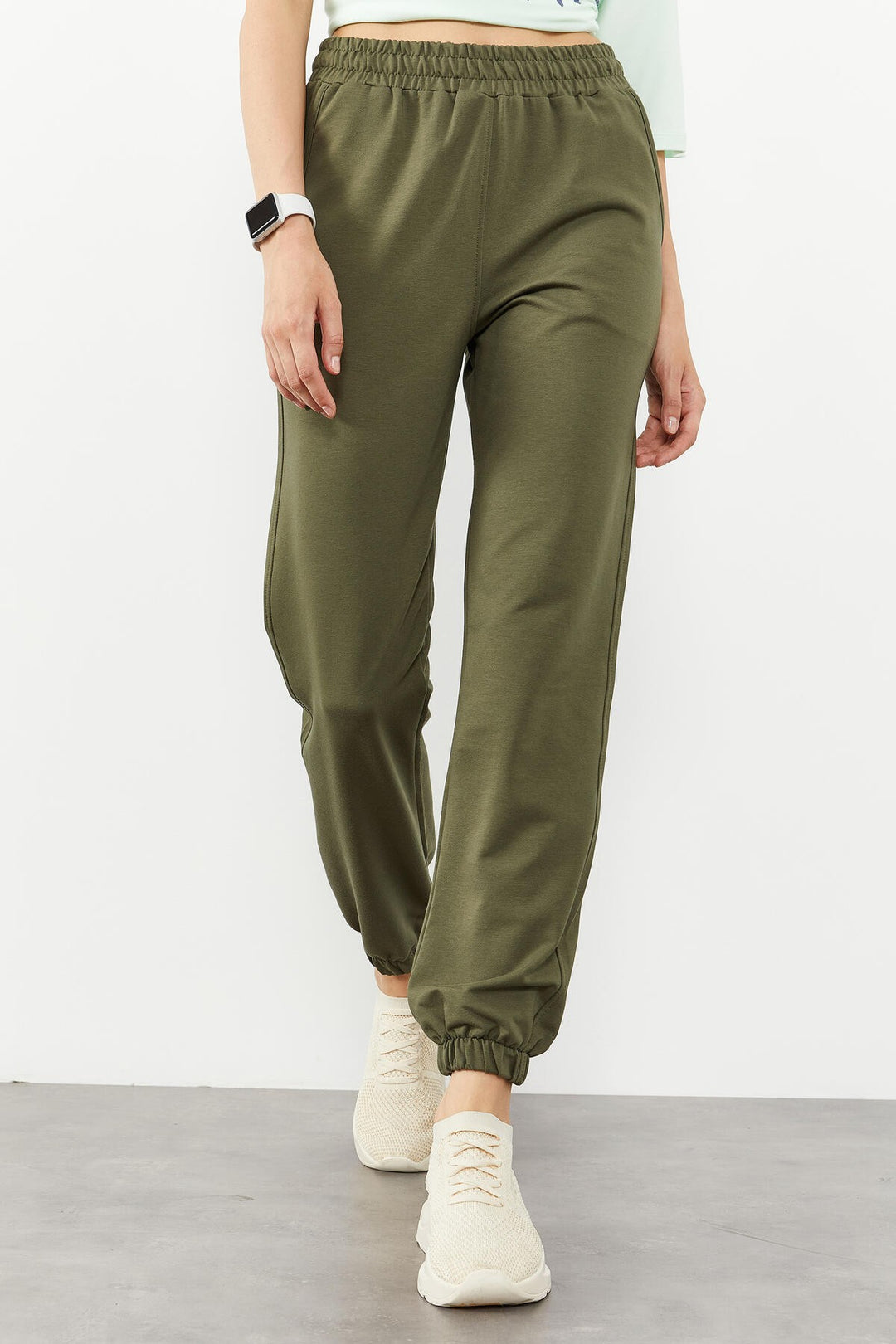 TMY High Waist Comfort Fit Elastic Cuff Women's Sweatpants with Pocket - 94583 - Grevenbroich