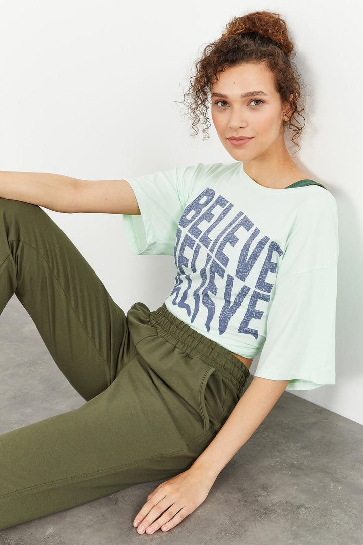 TMY High Waist Comfort Fit Elastic Cuff Women's Sweatpants with Pocket - 94583 - Grevenbroich