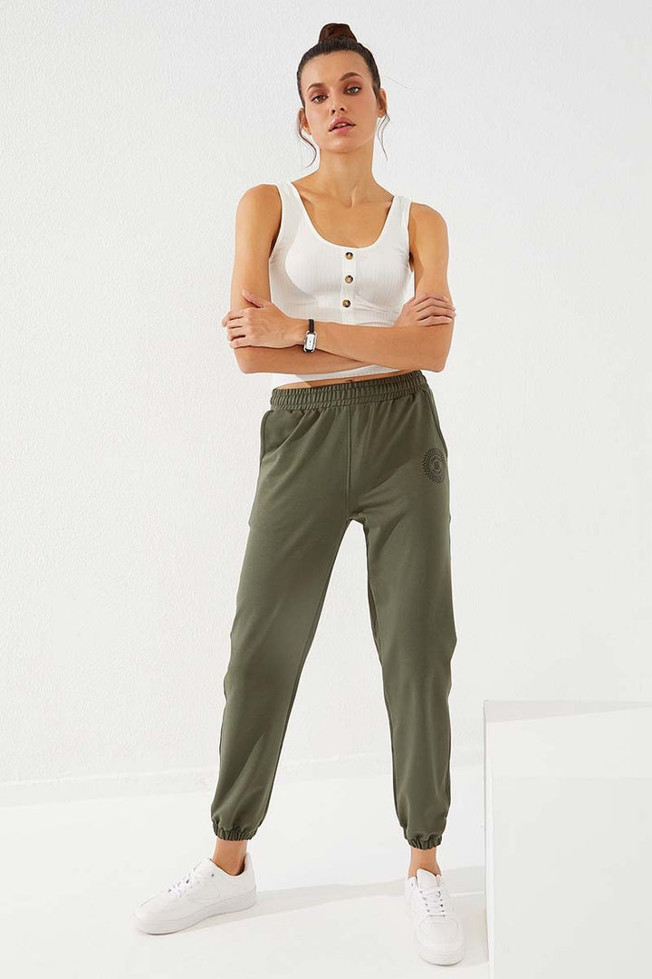 TMY Haki Line Printed Comfortable Fit Elastic Cuff Women's Sweatpants - 94585 - Jocotepec