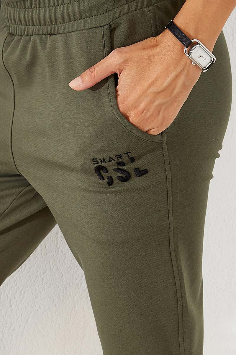 TMY Haki Extra Detailed Comfortable Fit Cuffed Women's Sweatpants - 94587 - Des Moines