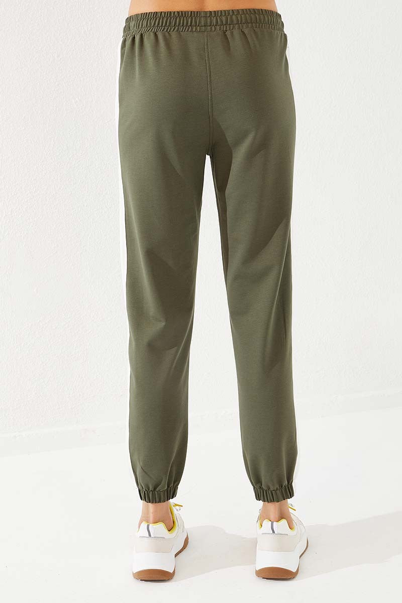 TMY Haki Two-Tone Comfort Fit Elastic Cuff Women's Sweatpants - 94582 - Nanterre