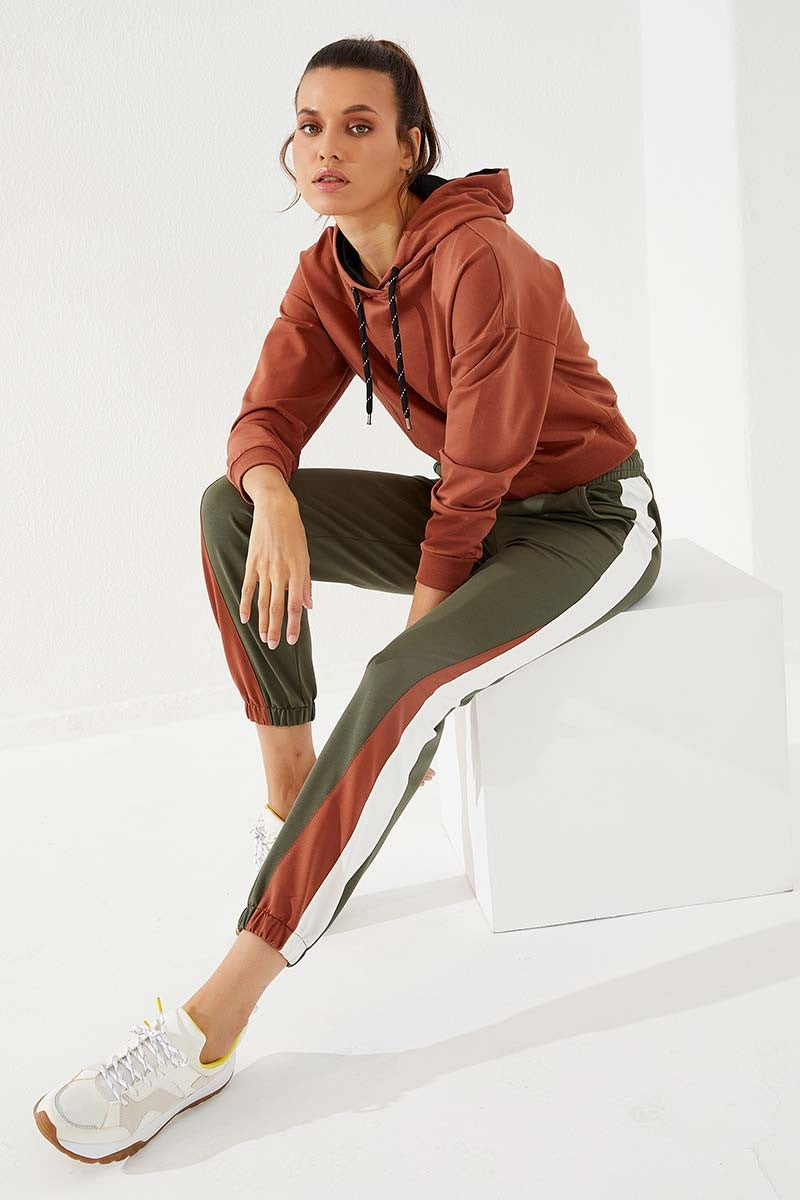 TMY Haki Two-Tone Comfort Fit Elastic Cuff Women's Sweatpants - 94582 - Nanterre