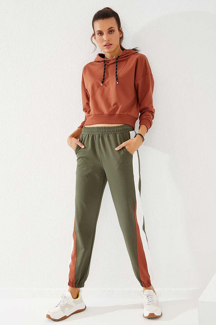 TMY Haki Two-Tone Comfort Fit Elastic Cuff Women's Sweatpants - 94582 - Nanterre