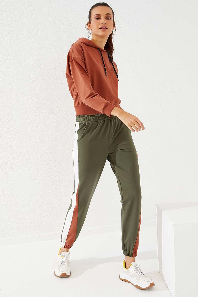 TMY Haki Two-Tone Comfort Fit Elastic Cuff Women's Sweatpants - 94582 - Nanterre
