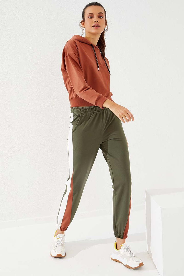TMY Haki Two-Tone Comfort Fit Elastic Cuff Women's Sweatpants - 94582 - Nanterre