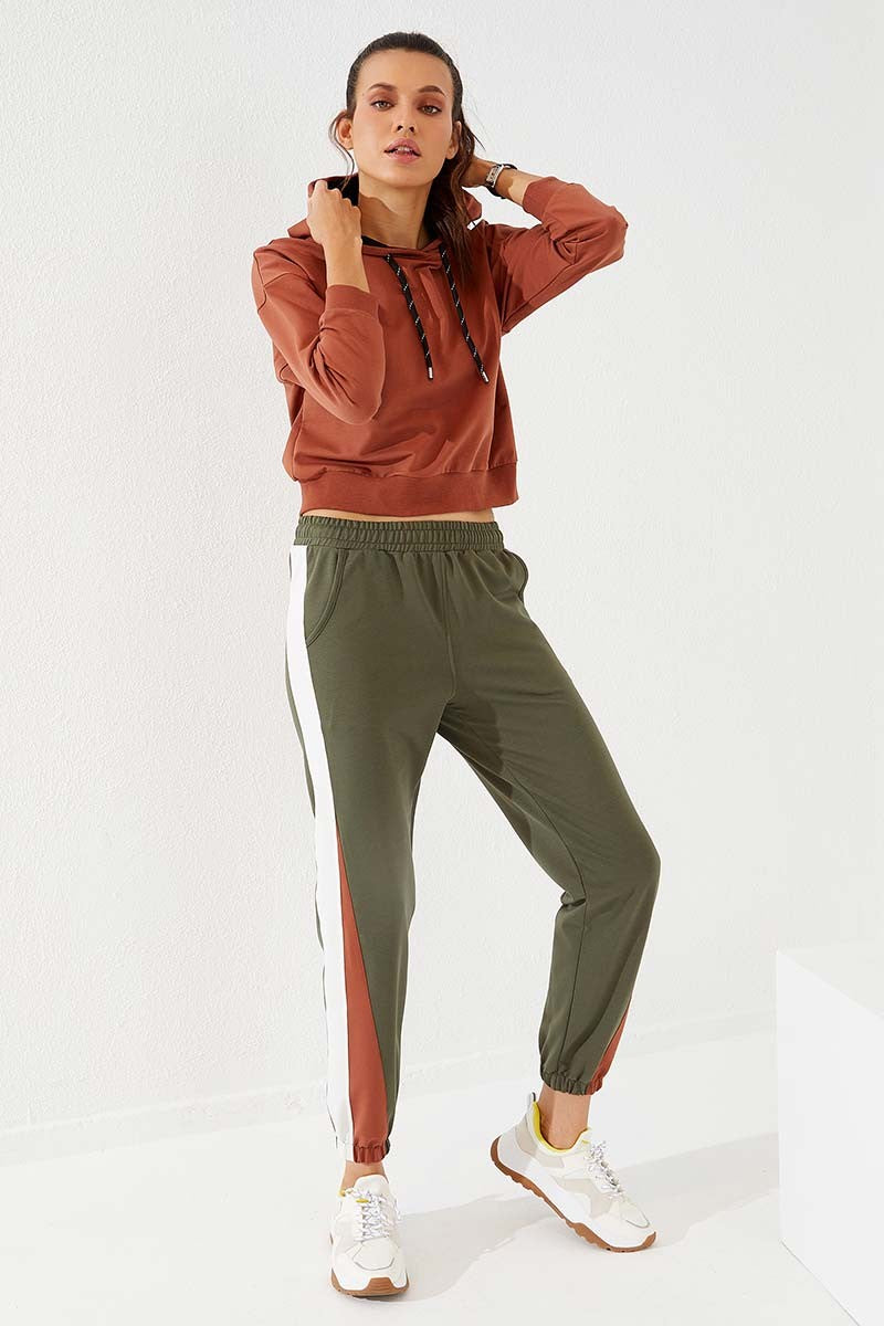 TMY Haki Two-Tone Comfort Fit Elastic Cuff Women's Sweatpants - 94582 - Nanterre