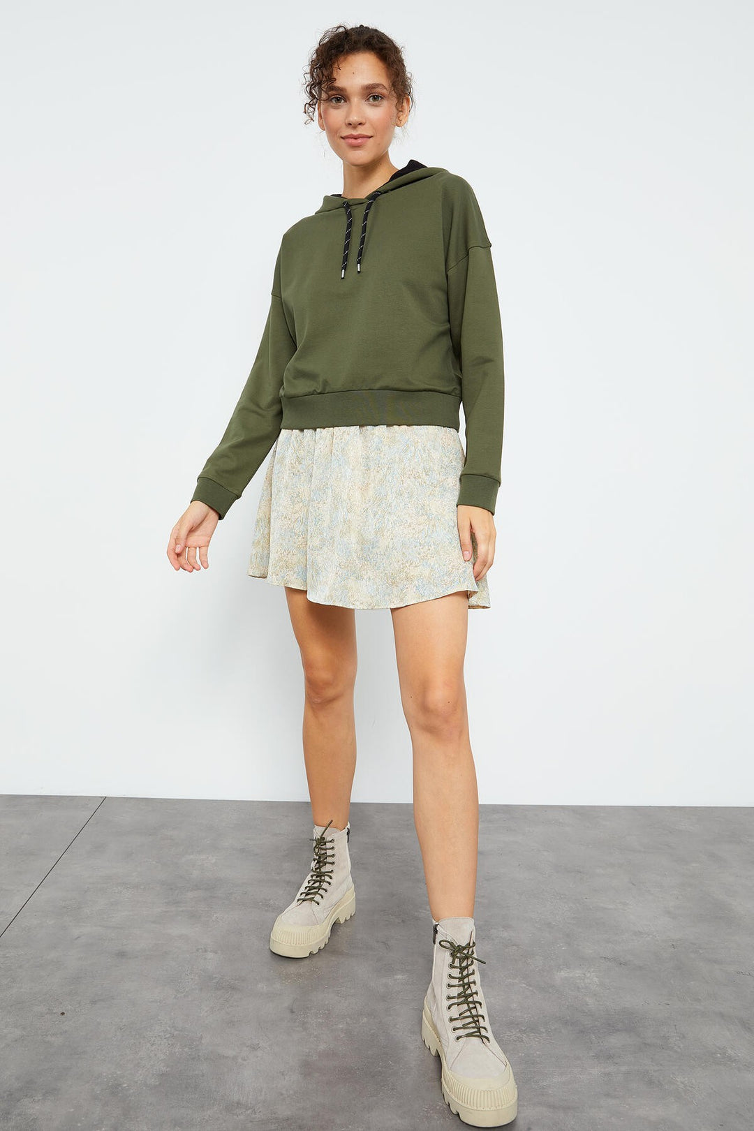 TMY Haki Long Sleeve Comfort Fit Hooded Women's Sweatshirt - 97115 - Manhattan