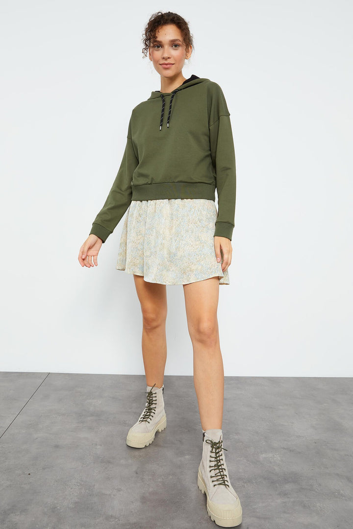 TMY Haki Long Sleeve Comfort Fit Hooded Women's Sweatshirt - 97115 - Manhattan