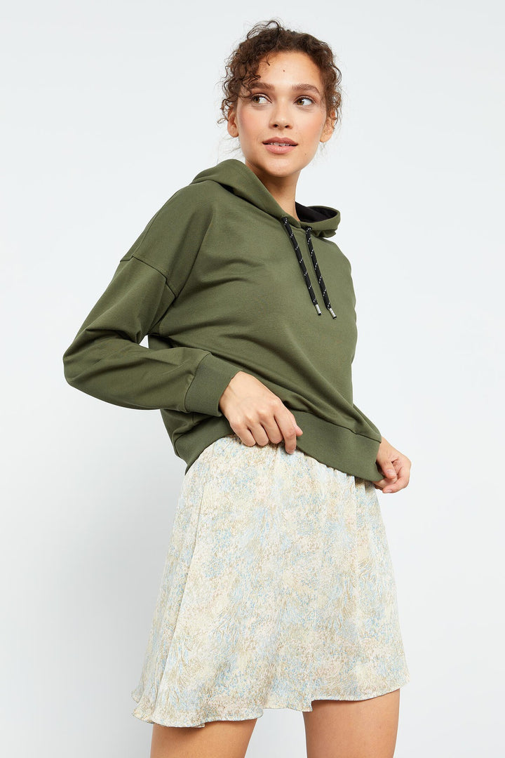 TMY Haki Long Sleeve Comfort Fit Hooded Women's Sweatshirt - 97115 - Manhattan