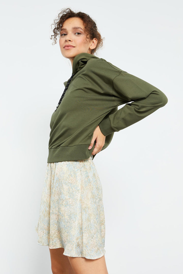 TMY Haki Long Sleeve Comfort Fit Hooded Women's Sweatshirt - 97115 - Manhattan