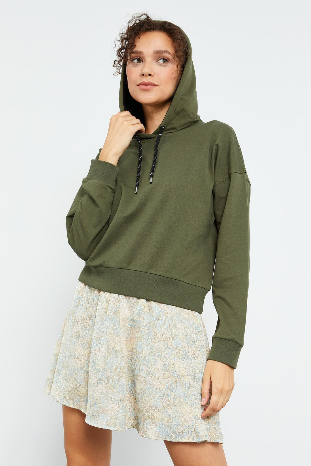 TMY Haki Long Sleeve Comfort Fit Hooded Women's Sweatshirt - 97115 - Manhattan