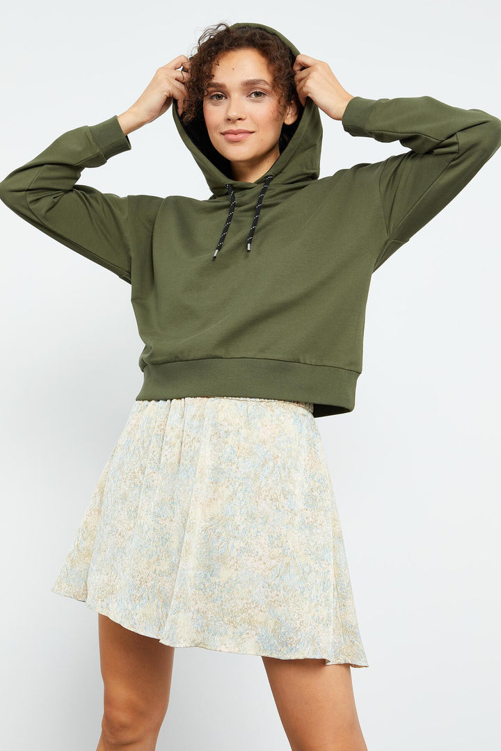 TMY Haki Long Sleeve Comfort Fit Hooded Women's Sweatshirt - 97115 - Manhattan