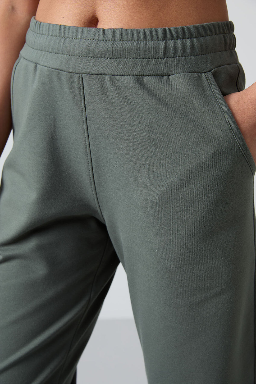 TMY Haki High Waist Pocketed Comfort Fit Classic Leg Women's Sweatpants - 94584 - Carpentersville