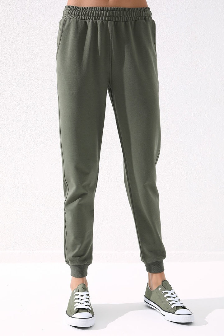 TMY Haki High Waist Jogger Comfort Fit Cuffed Women's Sweatpants - 94561 - St. George
