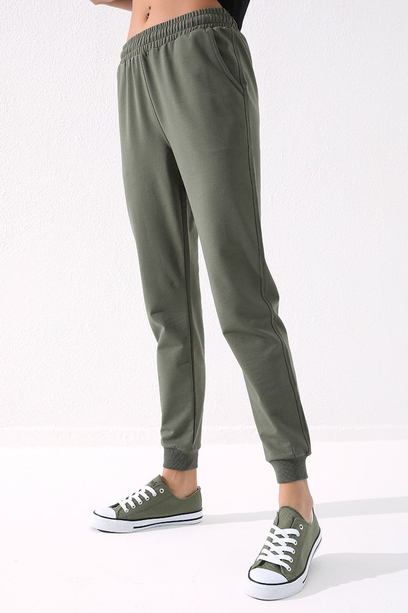 TMY Haki High Waist Jogger Comfort Fit Cuffed Women's Sweatpants - 94561 - St. George