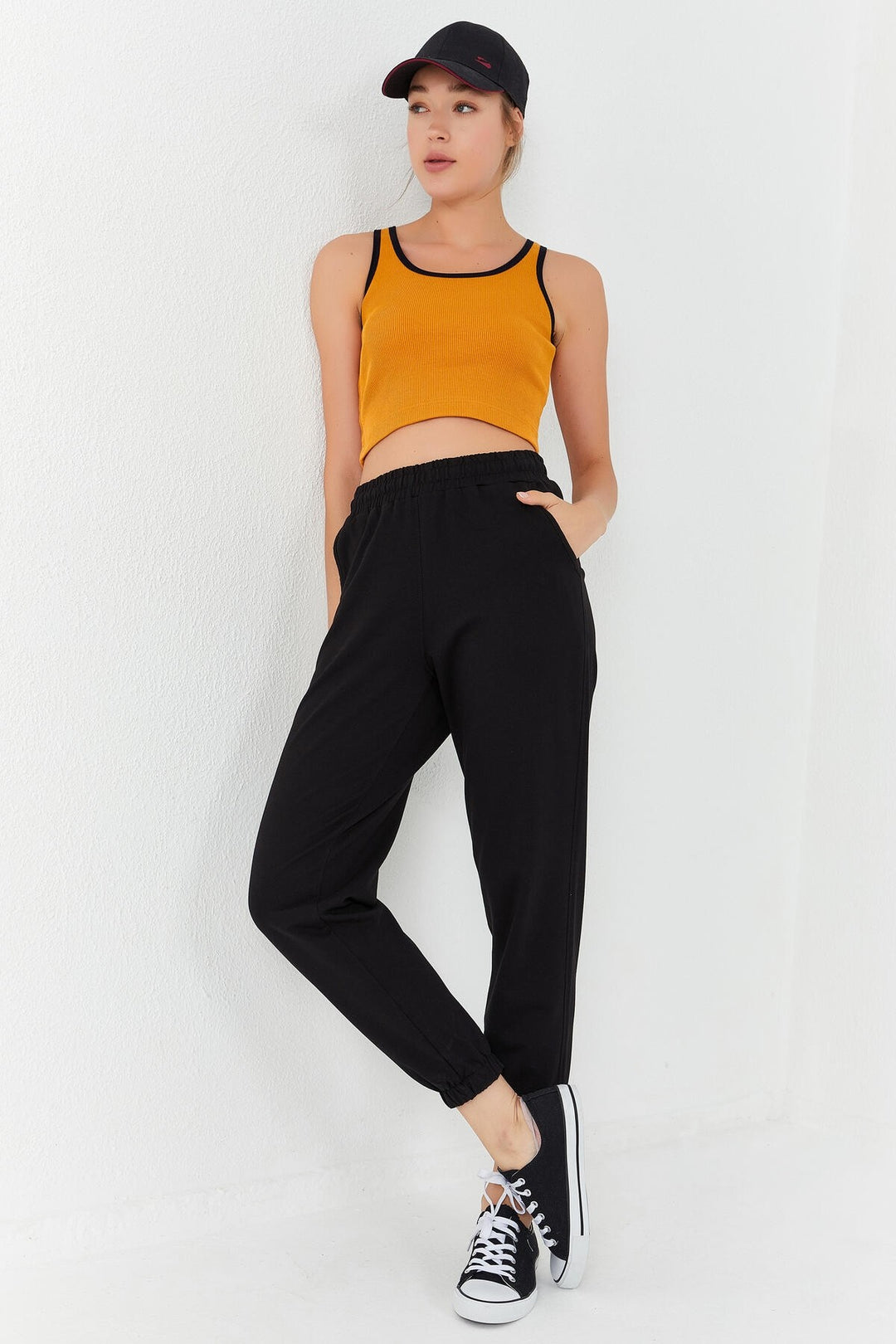 TMY Mustard Basic Zero Sleeve Tight Fit U Neck Women's Crop Top Tank Top - 97160 - Asheville