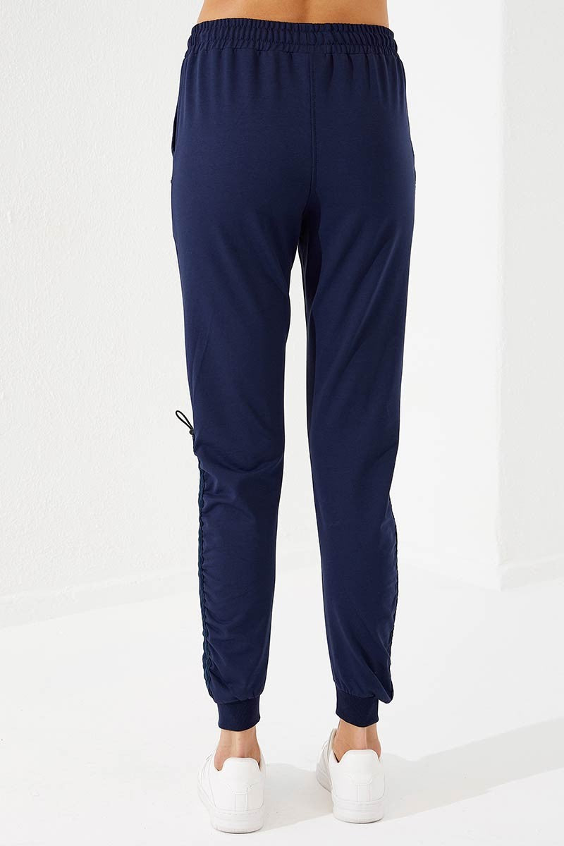 TMY Indigo Extra Foam Detailed Comfortable Fit Cuffed Women's Sweatpants - 94587 - Xico