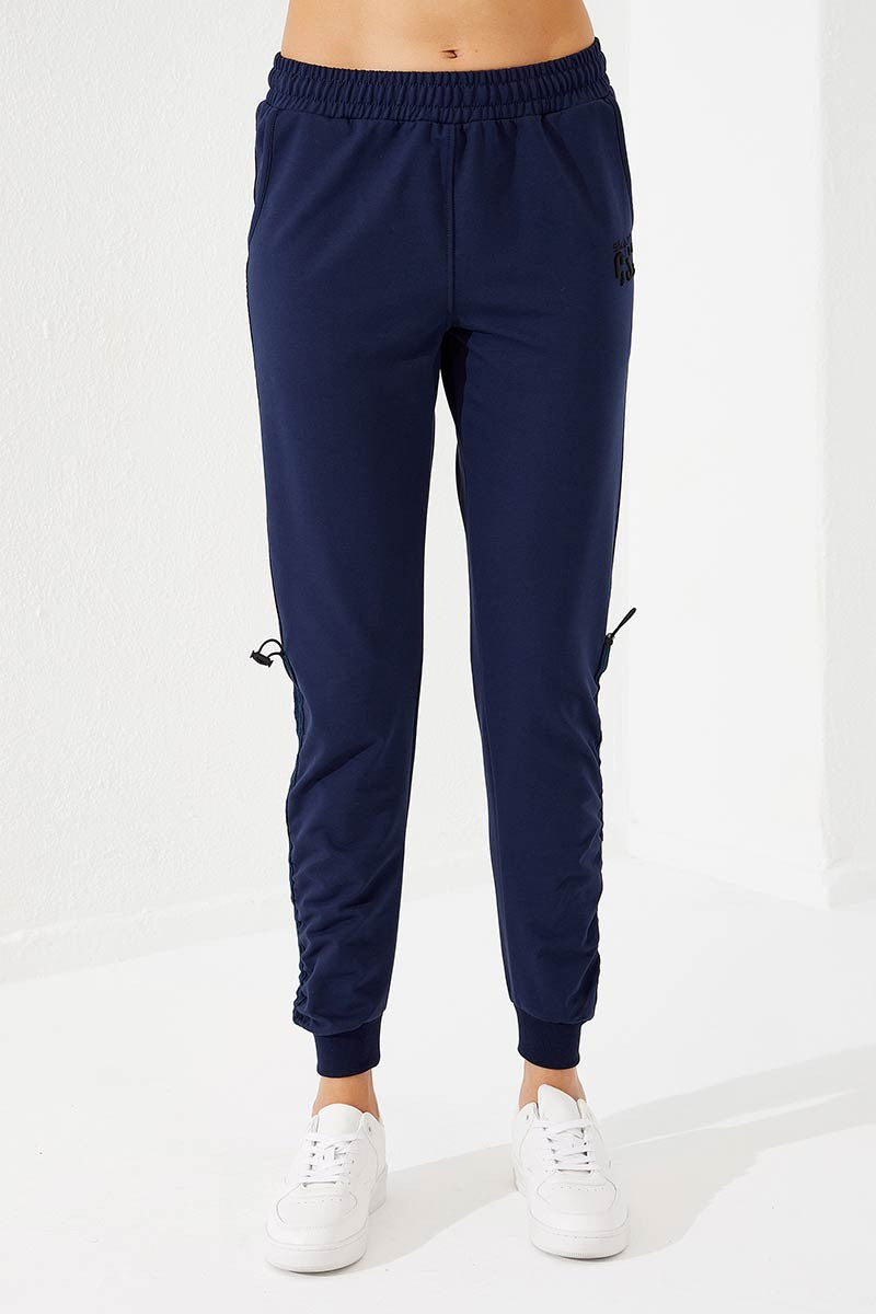 TMY Indigo Extra Foam Detailed Comfortable Fit Cuffed Women's Sweatpants - 94587 - Xico