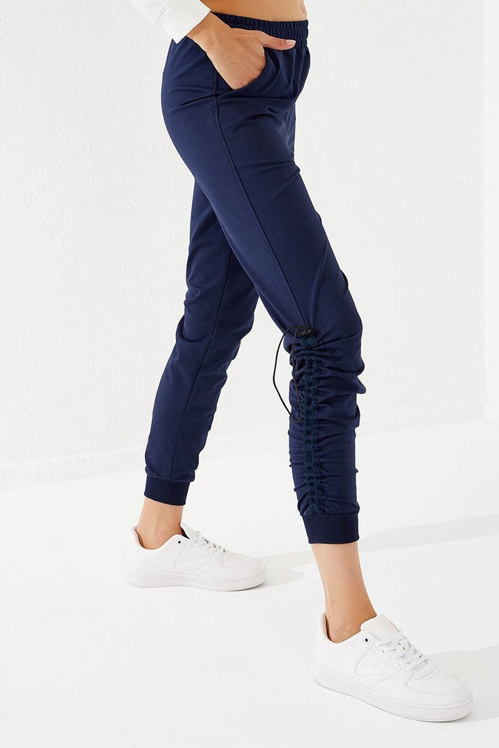 TMY Indigo Extra Foam Detailed Comfortable Fit Cuffed Women's Sweatpants - 94587 - Xico