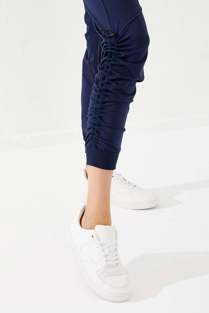 TMY Indigo Extra Foam Detailed Comfortable Fit Cuffed Women's Sweatpants - 94587 - Xico