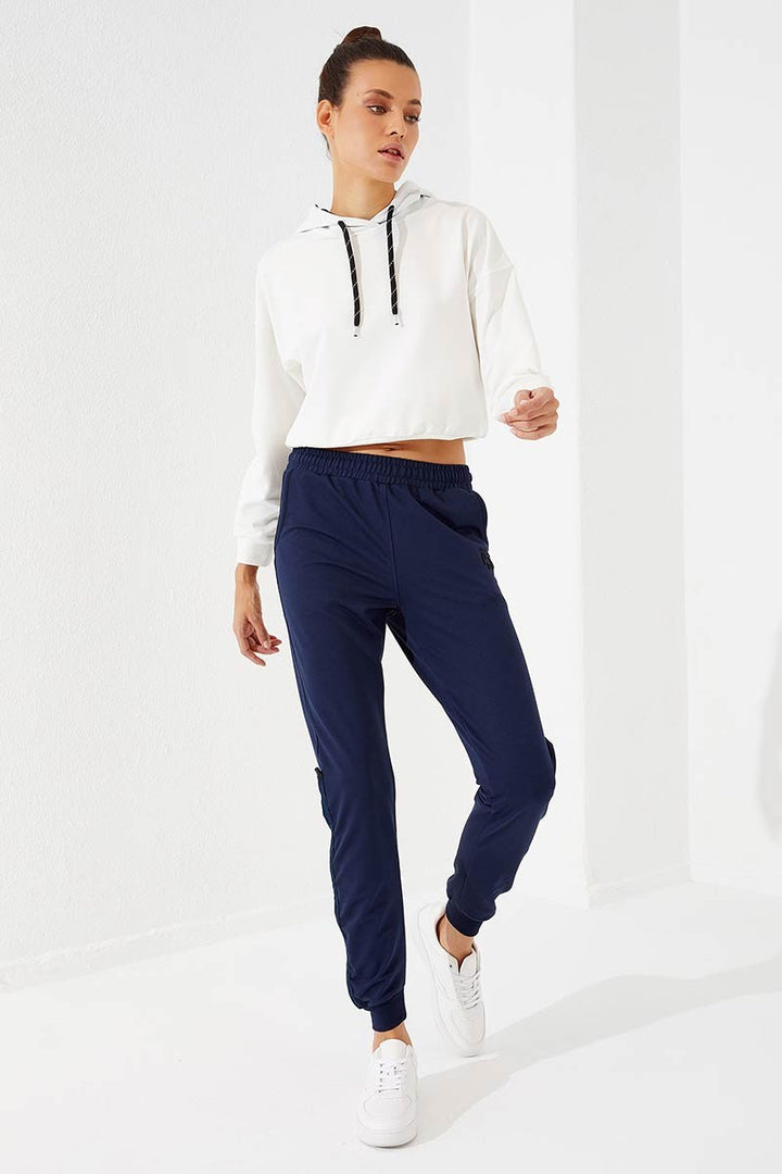 TMY Indigo Extra Foam Detailed Comfortable Fit Cuffed Women's Sweatpants - 94587 - Xico