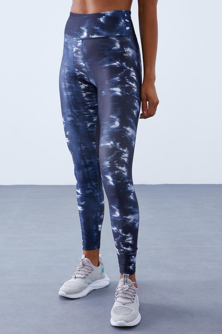 TMY Indigo High Waist Tie Dye Pattern Slim Fit Skinny Leg Women's Leggings - 94551 - Wedel