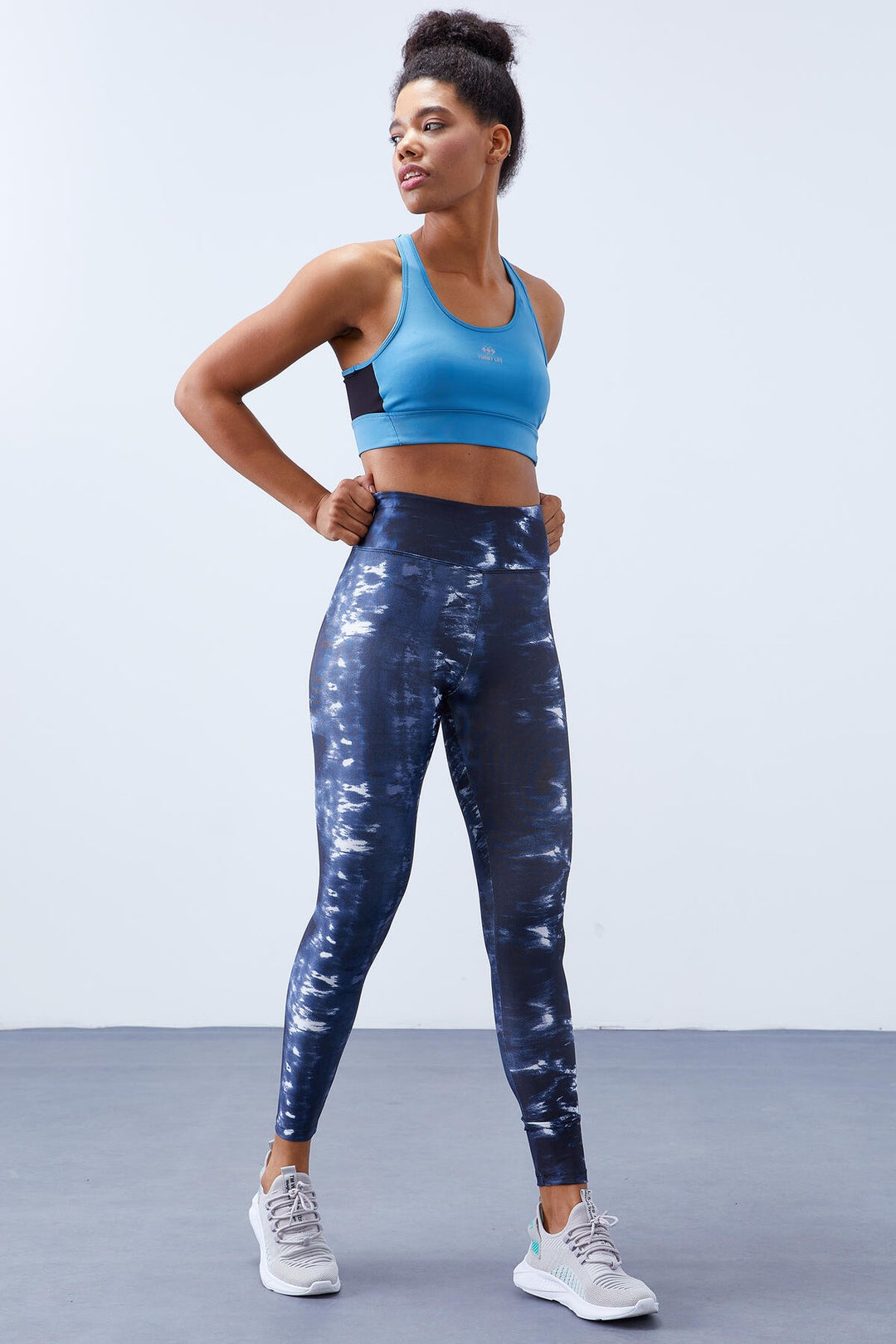 TMY Indigo High Waist Tie Dye Pattern Slim Fit Skinny Leg Women's Leggings - 94551 - Wedel