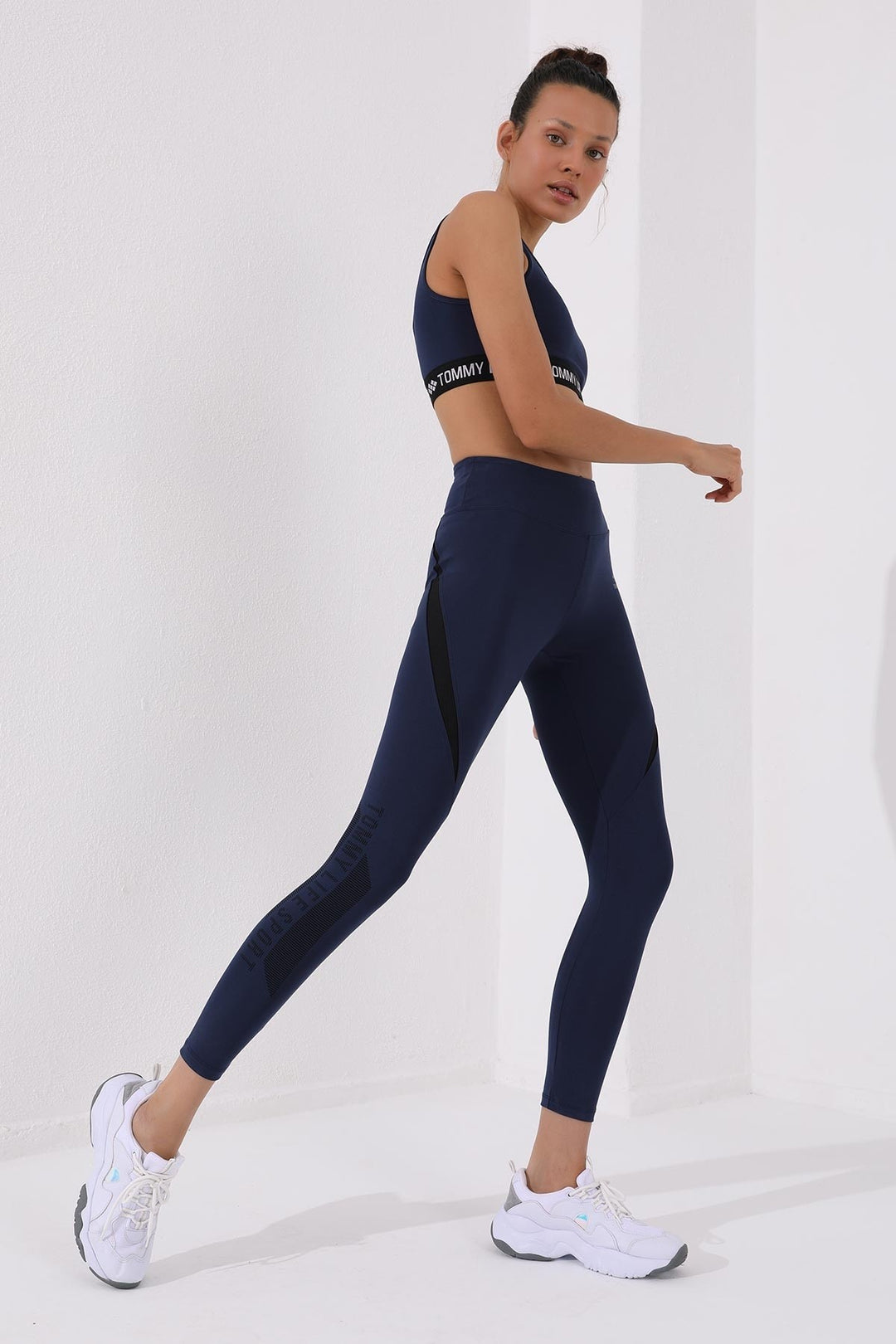 TMY Indigo Text Printed High Waist Scuba Fabric Slim Leg Women's Leggings - 94539 - Schwäbisch Hall