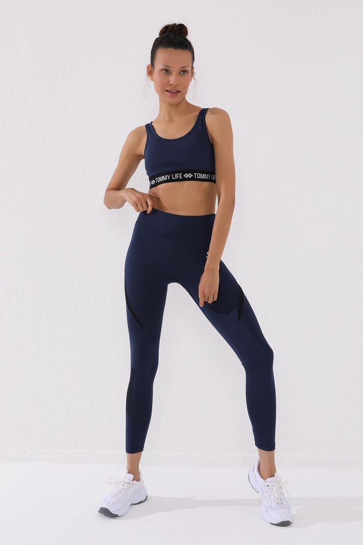 TMY Indigo Text Printed High Waist Scuba Fabric Slim Leg Women's Leggings - 94539 - Schwäbisch Hall