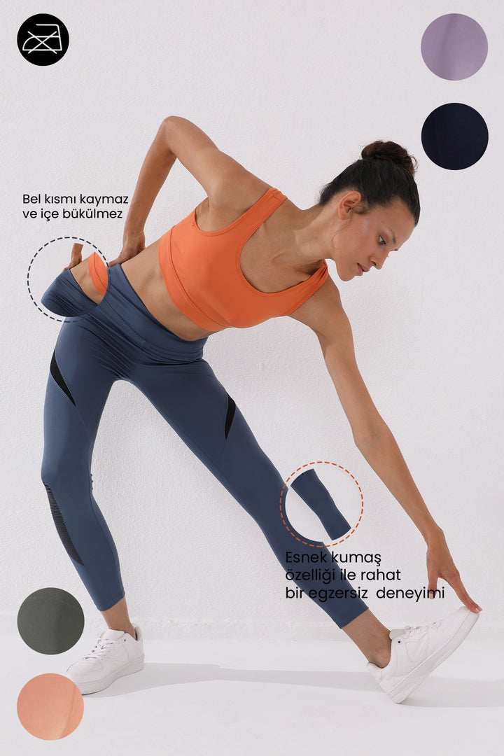 TMY Indigo Text Printed High Waist Scuba Fabric Slim Leg Women's Leggings - 94539 - Schwäbisch Hall