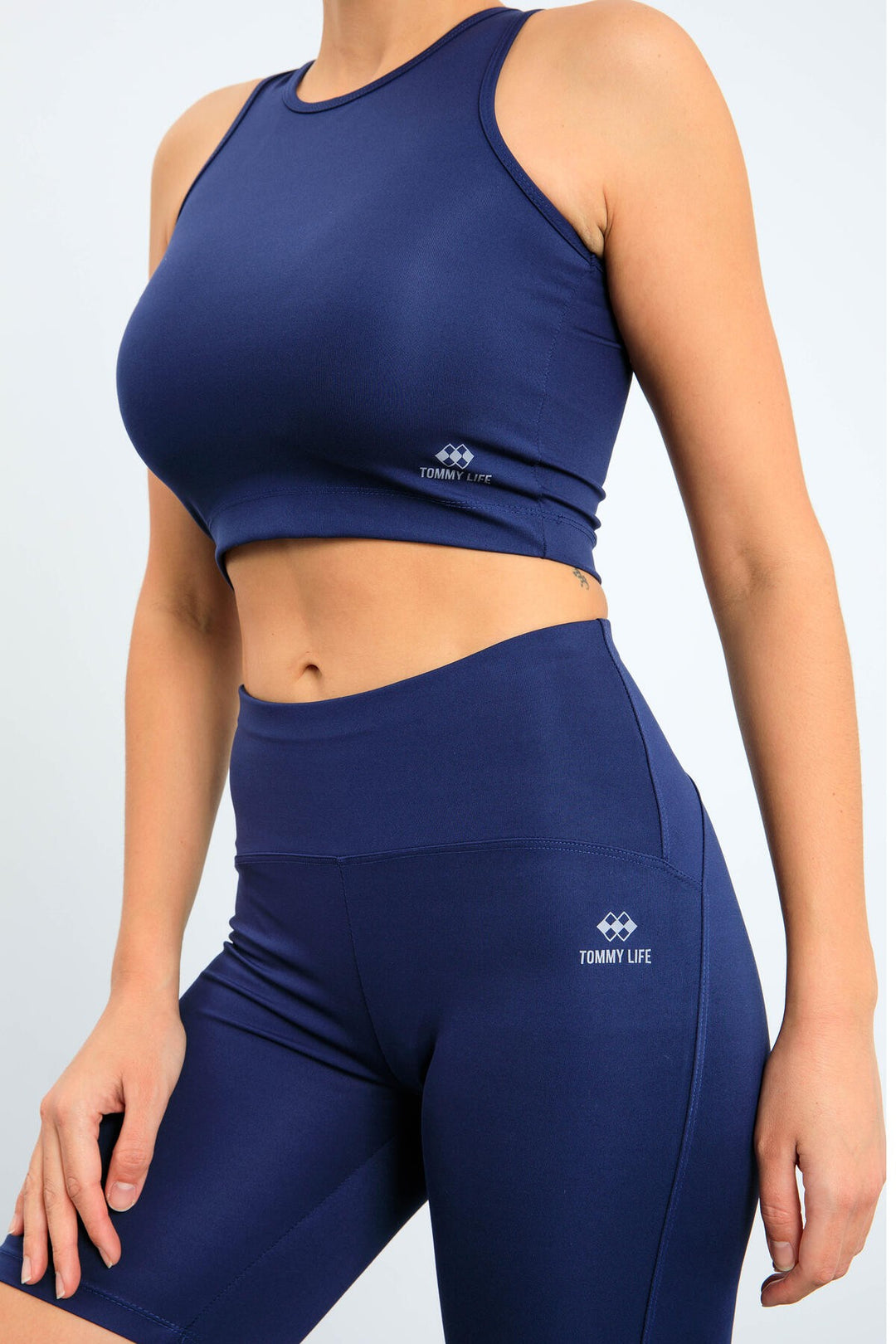 TMY Indigo High Waist Shaping Slim Fit Crop Biker Women's Leggings Set - 95302 - Meppel