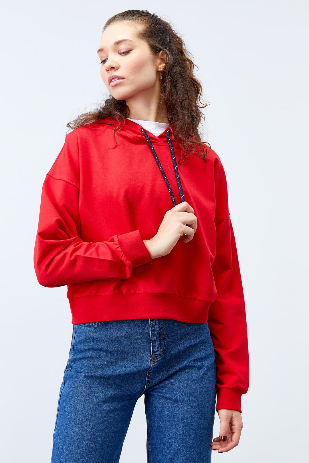 TMY Red Long Sleeve Comfort Fit Hooded Women's Sweatshirt - 97115 - Enschede