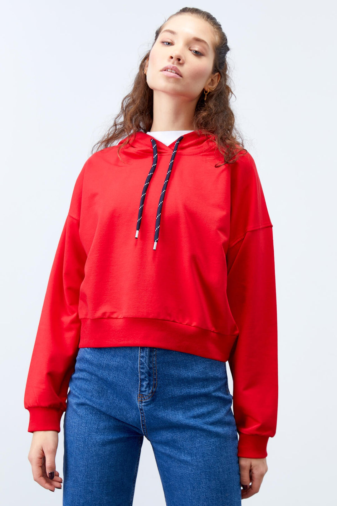 TMY Red Long Sleeve Comfort Fit Hooded Women's Sweatshirt - 97115 - Enschede