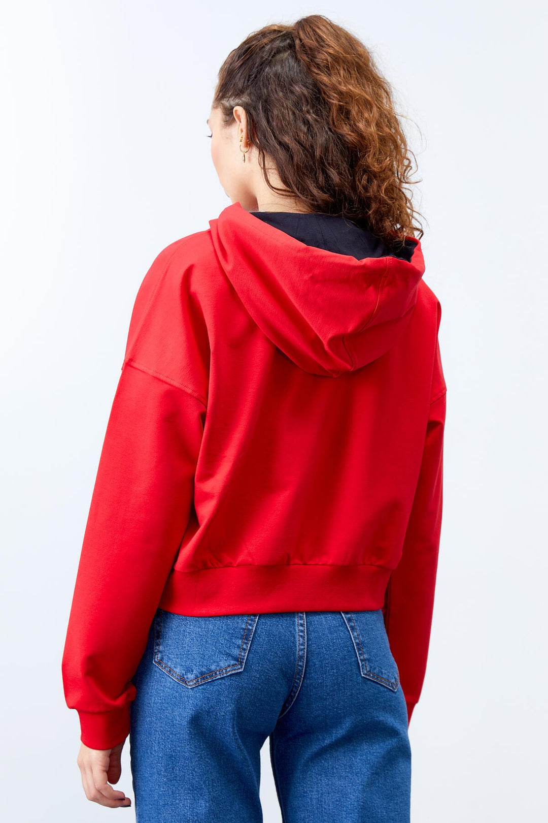 TMY Red Long Sleeve Comfort Fit Hooded Women's Sweatshirt - 97115 - Enschede