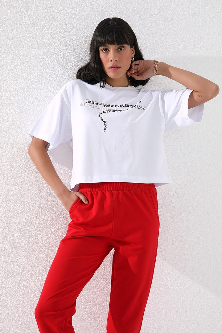 TMY Red High Waist Jogger Comfort Fit Cuffed Women's Sweatpants - 94561 - Enfield