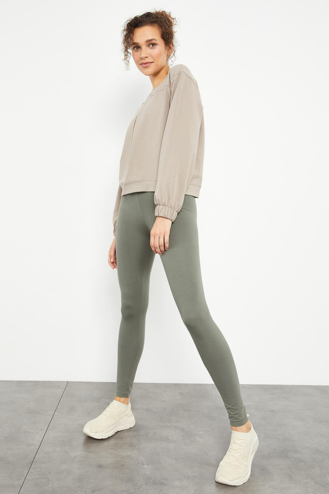 TMY Dark Beige Brushed O Neck Women's Oversize Sweatshirt - 97165 - Hounslow