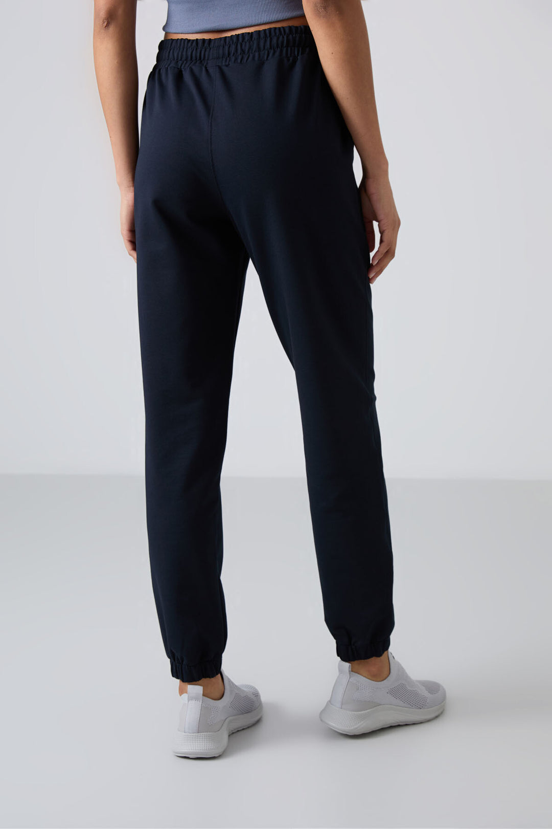 TMY Navy Blue Pocket High Waist Comfort Fit Elastic Cuff Women's Sweatpants - 94583 - Cambridge