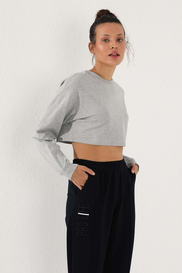 TMY Navy Blue Writing Embroidered Comfort Fit Elastic Cuff Women's Sweatpants - 94571 - Botoşani