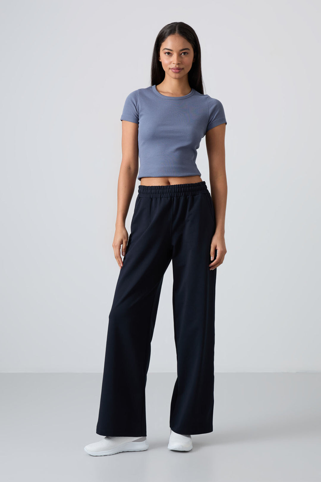 TMY Navy High Waist Pocketed Comfort Fit Wide Leg Women's Sweatpants - 94567 - Delmenhorst